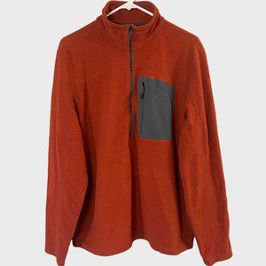 L.L Bean Half-Zip Sweater Mens XL Orange Fleece Mock Neck Pullover Outerwear